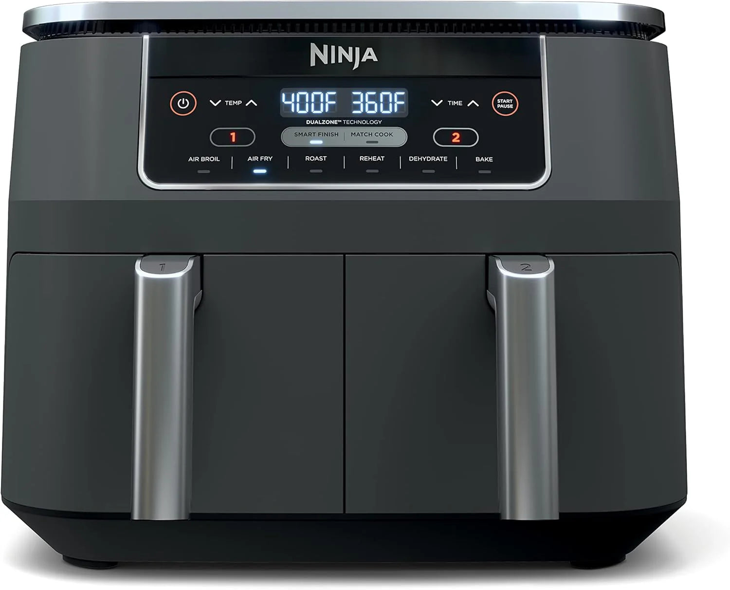 10Gal 6-in-1 Dual-Zone Smart Air Fryer Oven, 25Gal Independent Baskets, Smart Cooking Thermometer, Sync Cook, Air